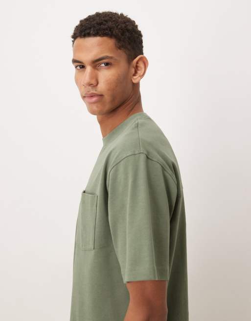 ASOS DESIGN - Circular Design Collection - Ruimvallend T-shirt van superzware stof in groen , 4 van 5