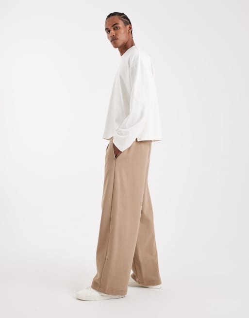 ASOS DESIGN – Circular Design Collection – Schwere Horseshoe-Fit-Jogginghose in Steinbeige, 400 g/m², 3 von 5