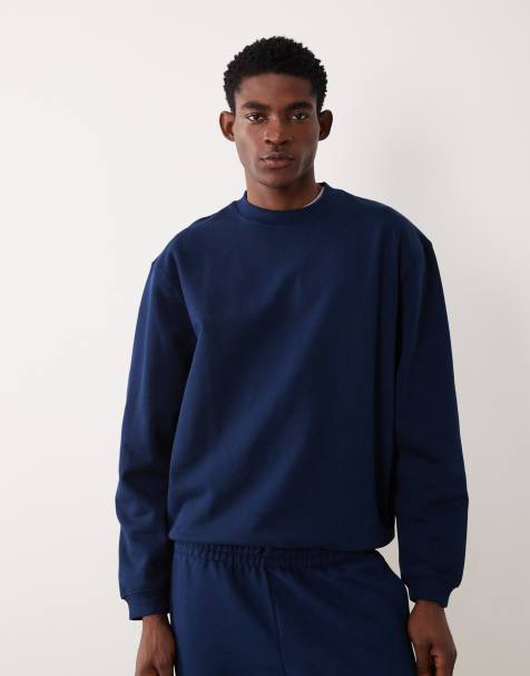ASOS DESIGN – Circular Design Collection – Schweres Oversize-Sweatshirt in Marineblau, 400/m² - view 1