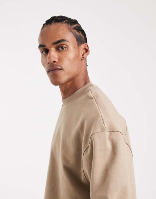 ASOS DESIGN – Circular Design Collection – Schweres Sweatshirt in Steinbeige, 400 g/m², 4 von 5
