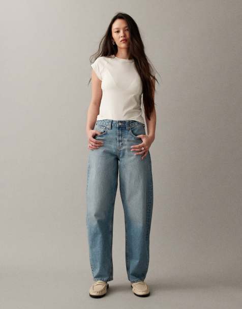 ASOS DESIGN Circular Design Collection slim barrel jeans in light midwash - view 1