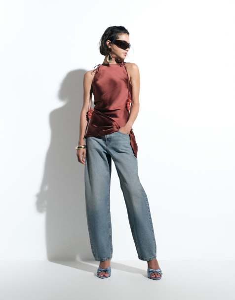 ASOS DESIGN Circular Design Collection slim barrel jeans in light midwash