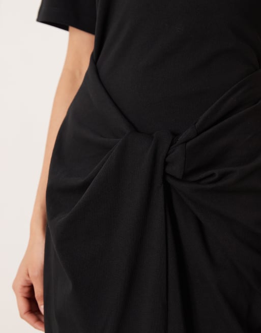 ASOS DESIGN - Circular Design Collection - Sort T-shirt-midikjole med snoet detalje i jersey, 3 af 4