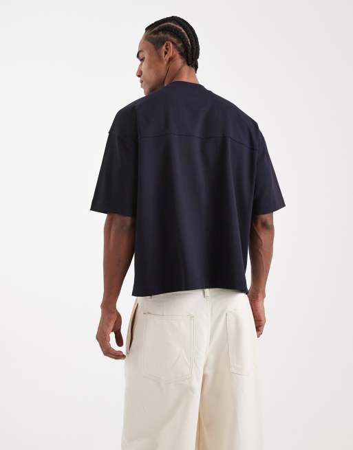 ASOS DESIGN Circular Design Collection super heavyweight oversized boxy t-shirt in navy , 3 of 5