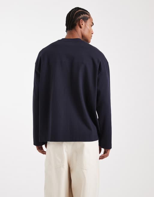 ASOS DESIGN Circular Design Collection super heavyweight oversized long sleeve t-shirt in navy , 3 of 5