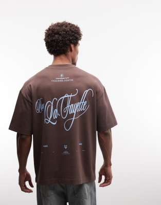 Asos Design Circular Design Collection Super Heavyweight Oversized T-shirt With Back Text Print In Brown