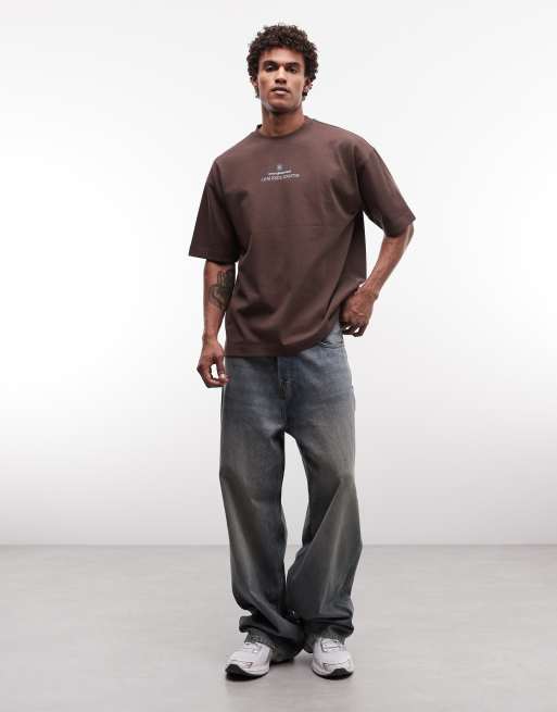 ASOS DESIGN Circular Design Collection super heavyweight oversized T-shirt with back text print in brown, 2 of 5