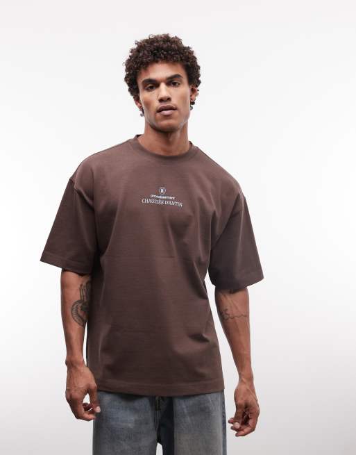 ASOS DESIGN Circular Design Collection super heavyweight oversized T-shirt with back text print in brown, 3 of 5