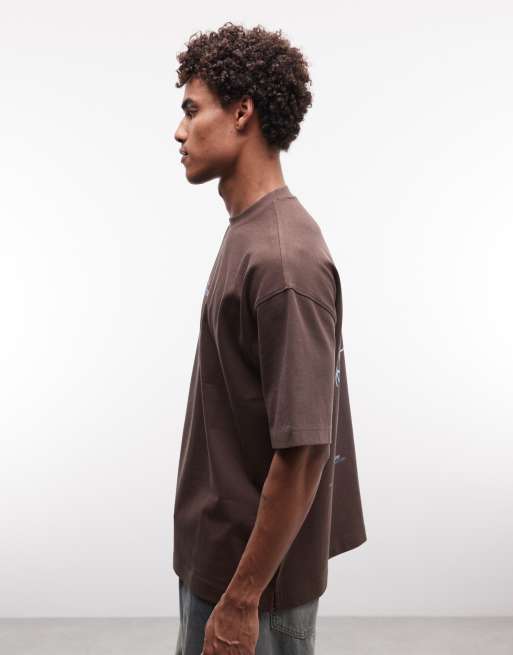 ASOS DESIGN Circular Design Collection super heavyweight oversized T-shirt with back text print in brown, 4 of 5