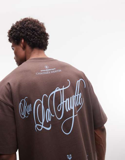 ASOS DESIGN Circular Design Collection super heavyweight oversized T-shirt with back text print in brown, 5 of 5