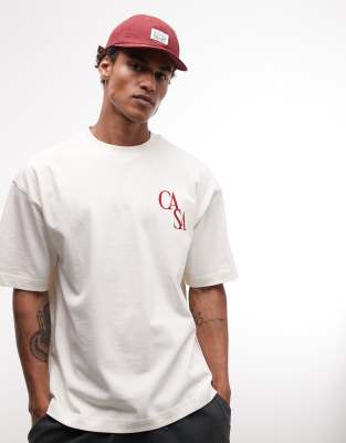 Asos Design Circular Design Collection Super Heavyweight Oversized T-shirt With Chest Print Print In Neutral