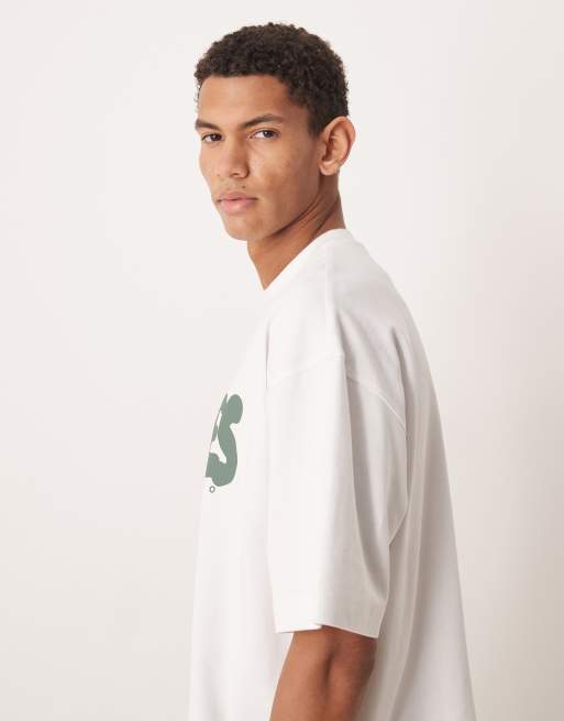 ASOS DESIGN Circular Design Collection super heavyweight oversized t-shirt with Ventures bubble graphic in white, 4 of 5