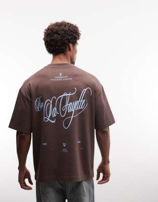 Asos Design Circular Design Collection Super Heavyweight Oversized Tank With Back Text Print In Brown