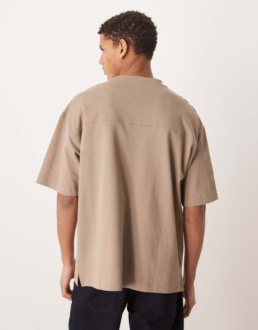 ASOS DESIGN Circular Design Collection super heavyweight relaxed T-shirt with front pocket embroidery in brown, 3 of 5