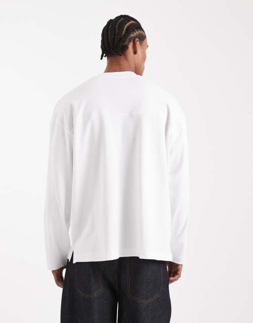 ASOS DESIGN Circular Design Collection – Superschweres, langärmliges Oversize-T-Shirt in Weiß , 3 von 5