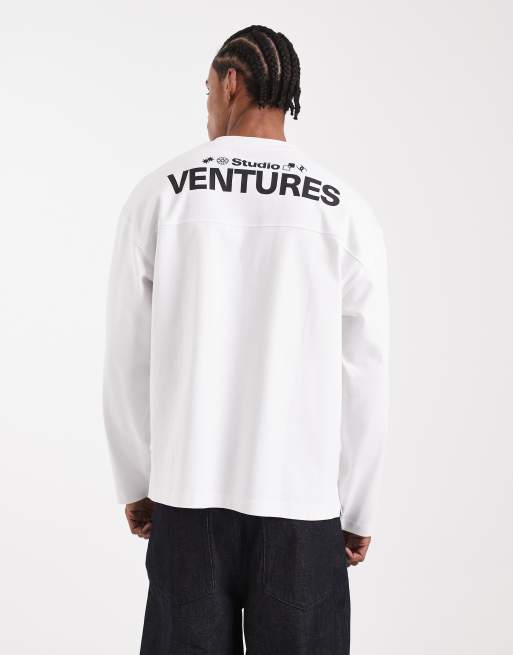 ASOS DESIGN – Circular Design Collection – Superschweres Oversize-T-Shirt in Weiß mit „Venture Studios“-Grafik, 5 von 5