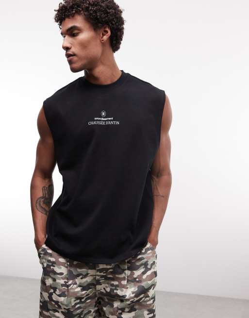ASOS DESIGN – Circular Design Collection – Superschweres Oversize-Trägertop in Schwarz mit Rücken-Textprint, 3 von 5