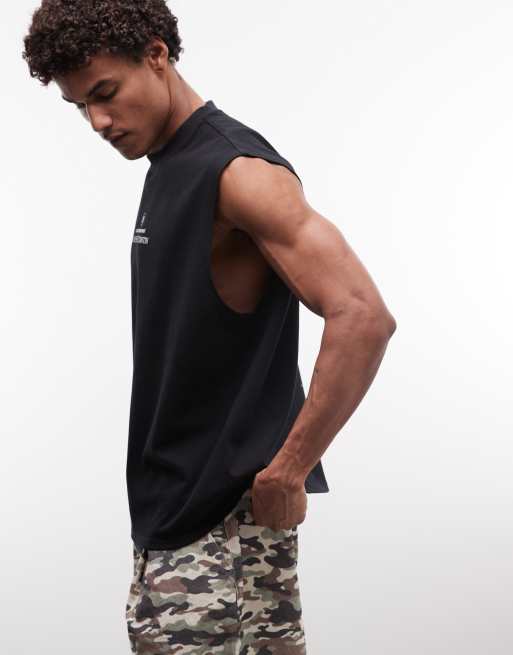 ASOS DESIGN – Circular Design Collection – Superschweres Oversize-Trägertop in Schwarz mit Rücken-Textprint, 5 von 5
