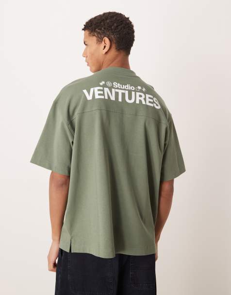 ASOS DESIGN - Circular Design Collection - T-shirt oversize super pesante verde con grafica Studio Ventures - view 1