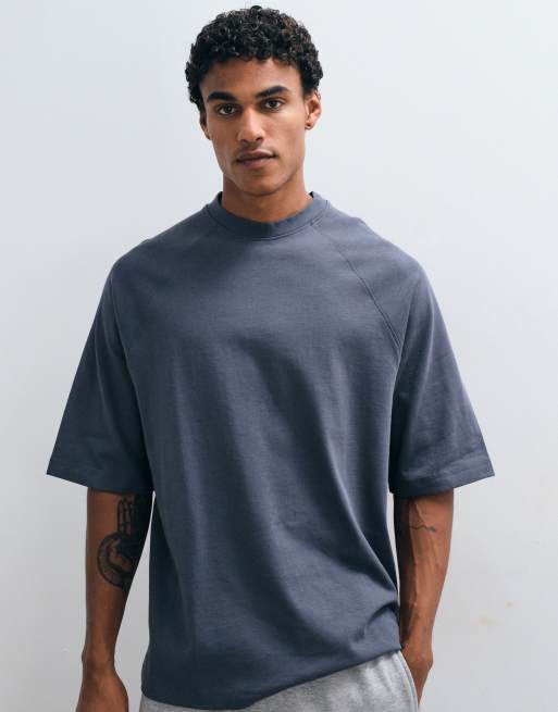 ASOS DESIGN - Circular Design Collection - T-shirt raglan oversize pesante blu navy, 3 di 5