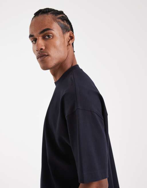 ASOS DESIGN - Circular Design Collection - T-shirt super oversize squadrata pesante blu navy , 4 di 5