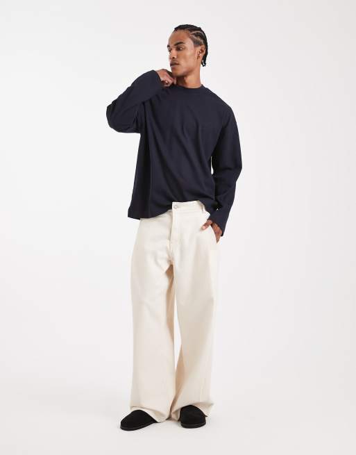 ASOS DESIGN - Circular Design Collection - T-shirt ultra-épais oversize à manches longues - Bleu marine , 2 de 5