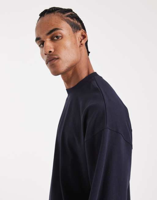 ASOS DESIGN - Circular Design Collection - T-shirt ultra-épais oversize à manches longues - Bleu marine , 5 de 5