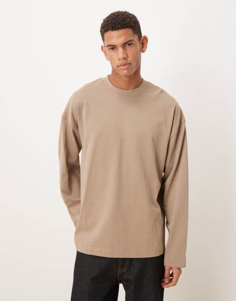 ASOS DESIGN - Circular Design Collection - T-shirt ultra-épais oversize à manches longues - Marron - view 1