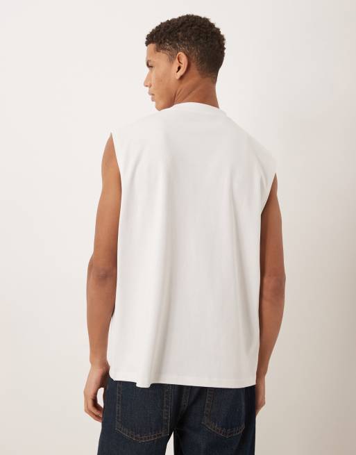 ASOS DESIGN - Circular Design Collection - Top senza maniche oversize in tessuto molto pesante bianco, 3 di 5