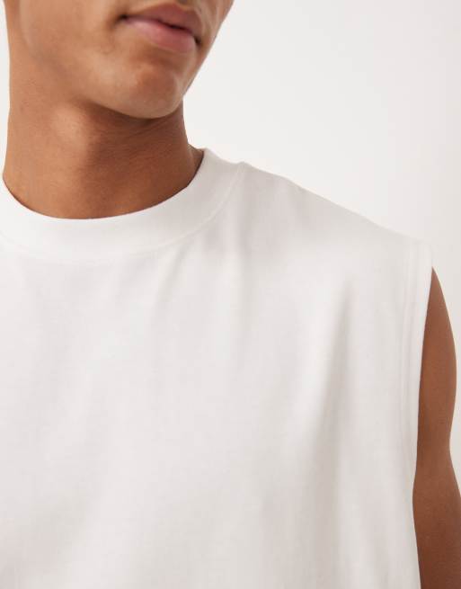 ASOS DESIGN - Circular Design Collection - Top senza maniche oversize in tessuto molto pesante bianco, 5 di 5