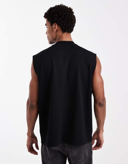 ASOS DESIGN - Circular Design Collection - Top senza maniche oversize in tessuto molto pesante nero, 3 di 5