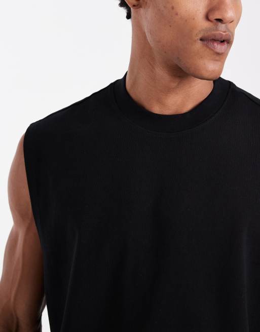 ASOS DESIGN - Circular Design Collection - Top senza maniche oversize in tessuto molto pesante nero, 5 di 5