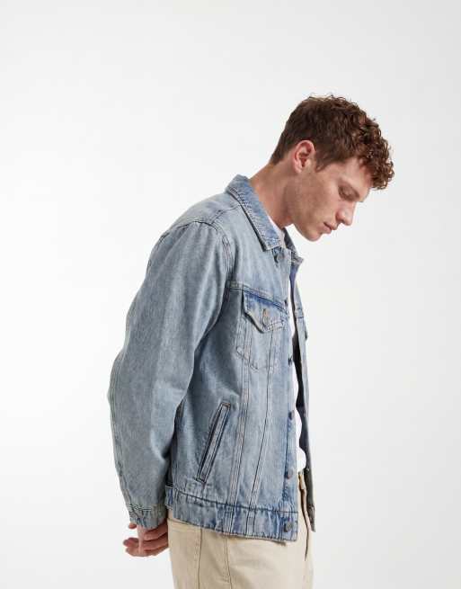 ASOS DESIGN – Circular Design Collection – Trucker-Jeansjacke in blauer Vintage-Waschung, Kombiteil, 4 von 5