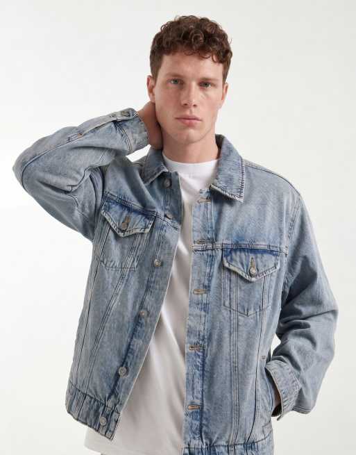 ASOS DESIGN - Circular Design Collection - Veste camionneur d'ensemble en jean - Bleu vintage délavé
