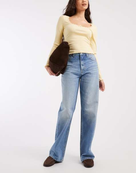 ASOS DESIGN Circular Design Collection wide leg dad jeans in authentic midwash - view 1