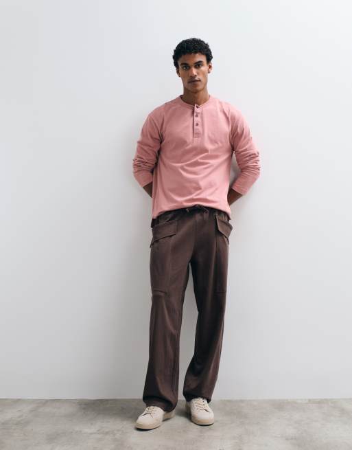 ASOS DESIGN Circular Design Collection wide leg trackies with cargo pockets in brown, 2 of 5