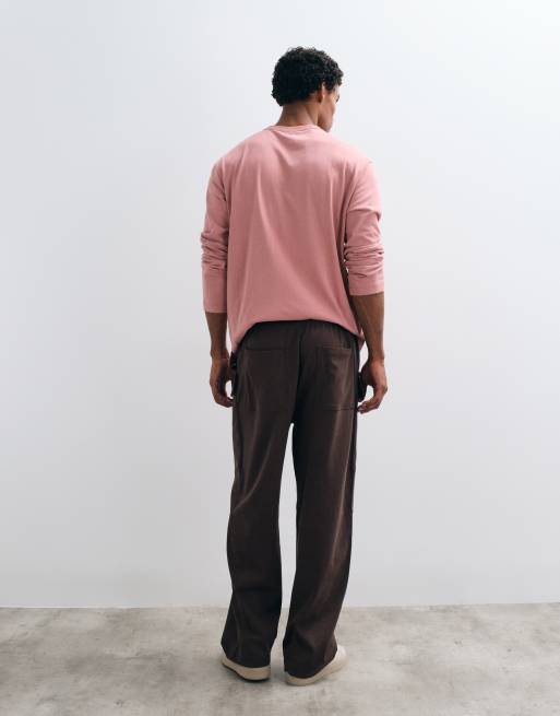 ASOS DESIGN Circular Design Collection wide leg trackies with cargo pockets in brown, 3 of 5