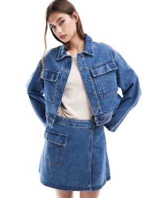 ASOS DESIGN - Circular Design Collection - Workwear-Jacke in mittelblauer Waschung