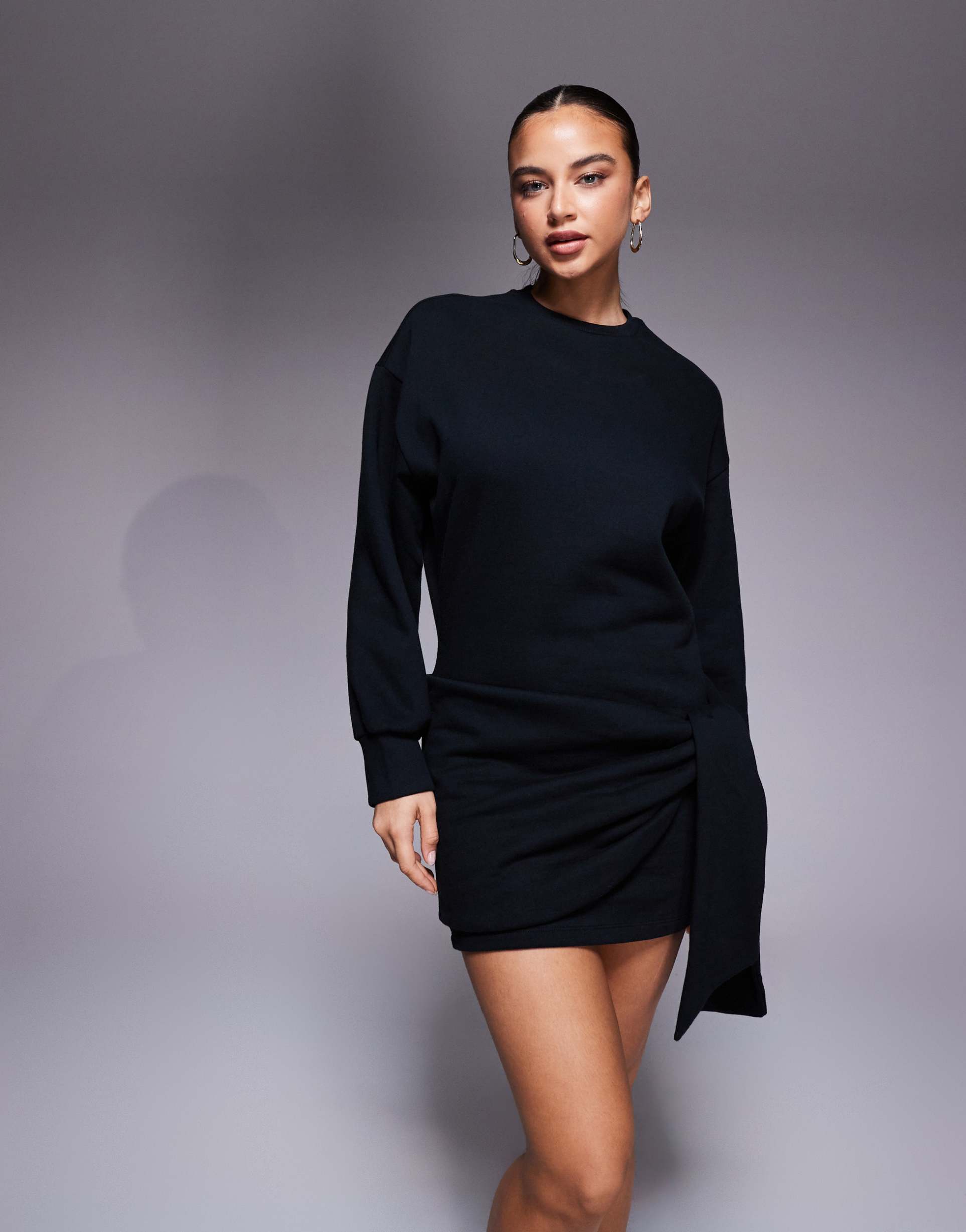 asos design circular design collection wrap mini sweats dress in black