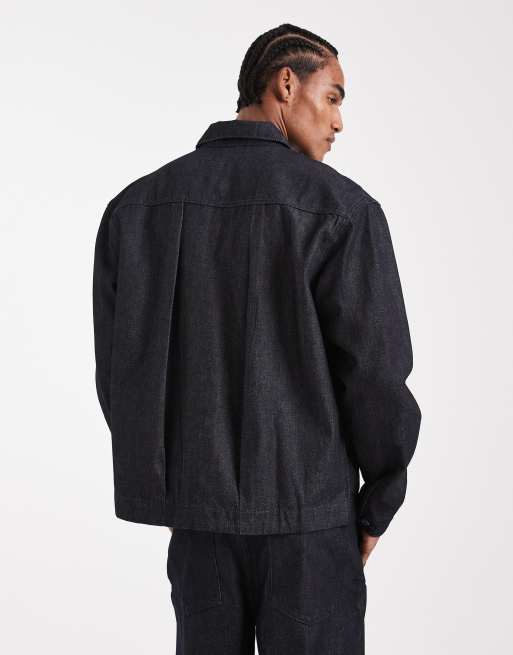 ASOS DESIGN - Circular Design Collection - Zwaar Harrington denim jack in indigo, deel van co-ord set, 3 van 5