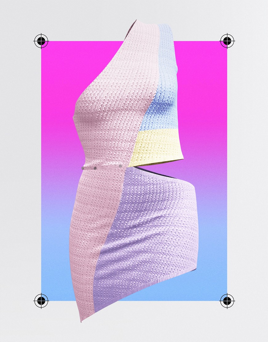 ASOS DESIGN Circular Design cotton 2 in 1 button beach dress and co ord in colour block-Multi