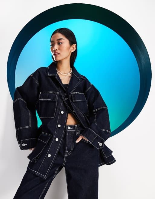 ASOS DESIGN – Circular Design – Mörkblå arbetsjacka i denim, del av set 