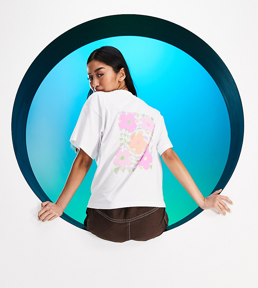 ASOS DESIGN Circular Design reversible T-shirt with print in white