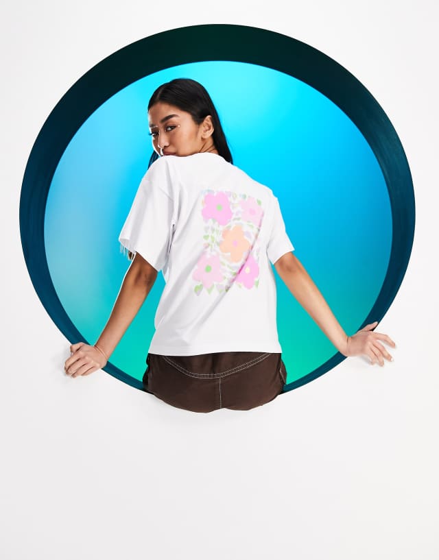 ASOS DESIGN Circular Design reversible T-shirt with print in white