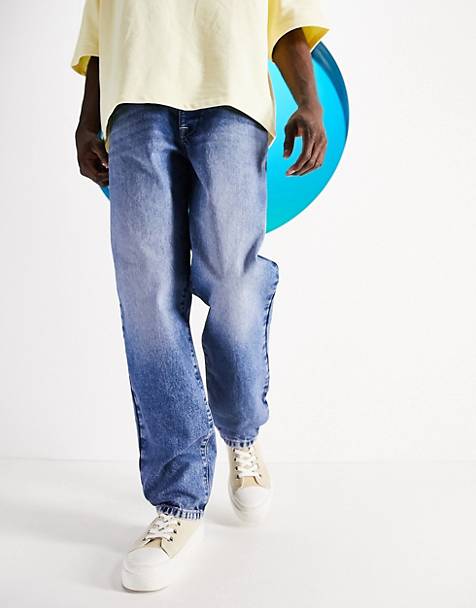 Straight leg jeans in tinted with knee rips ASOS Herren Kleidung Hosen & Jeans Jeans Straight Jeans 