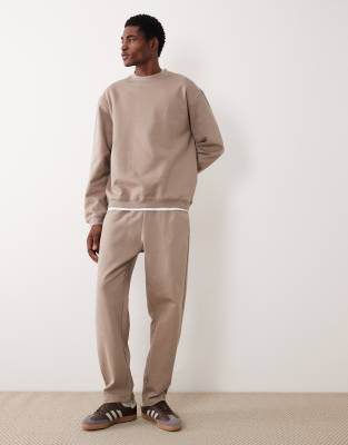 Asos Design Circular Straight Leg Sweatpants In Nude