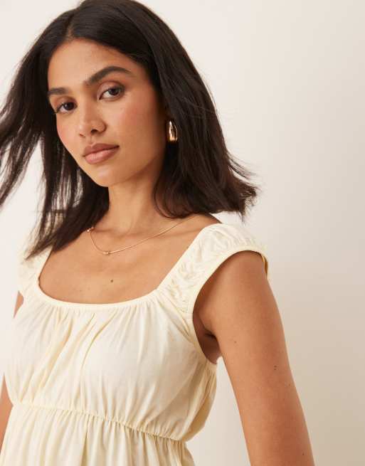 ASOS DESIGN - Citronfarvet milkmaid-top i babydoll- og swing-stil, 3 af 4