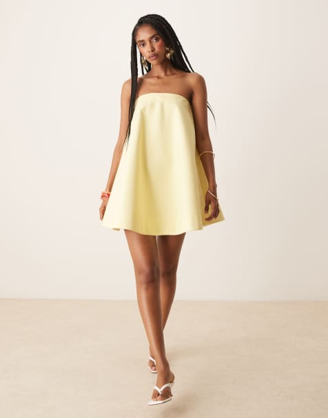 ASOS DESIGN – Citrongul, a-linjeformad miniklänning - view 1