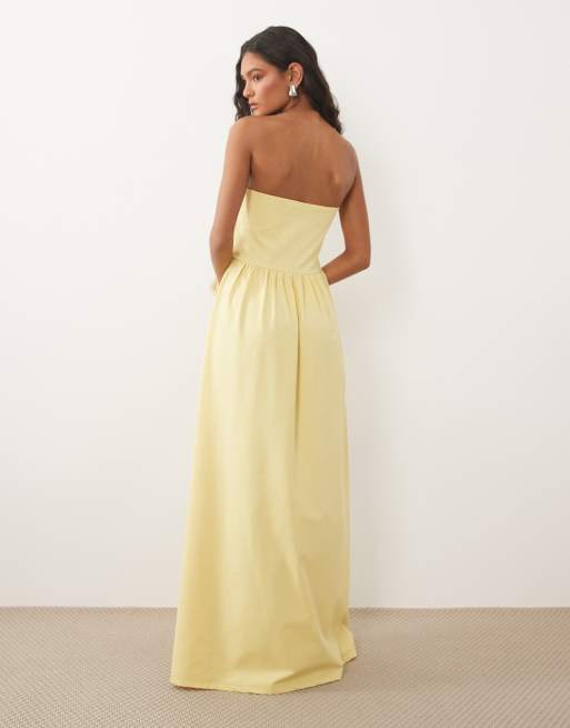 ASOS DESIGN - Citrongul bandeau-midikjole med sænket kant, 4 af 4