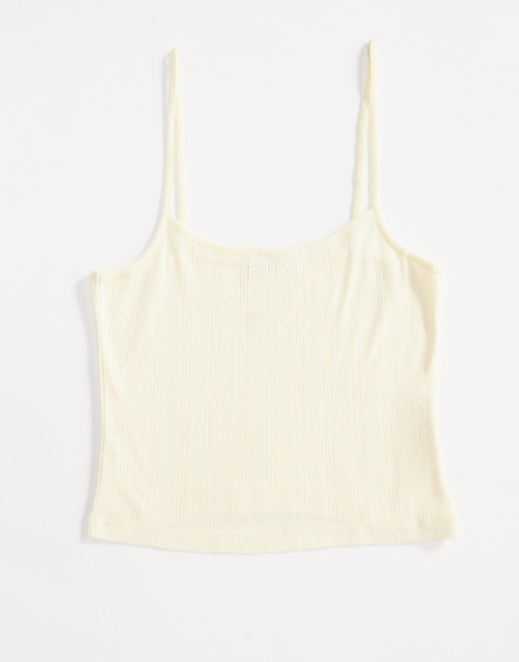 ASOS DESIGN - Citrongul cami-top i pointelle - Del af sæt - view 1